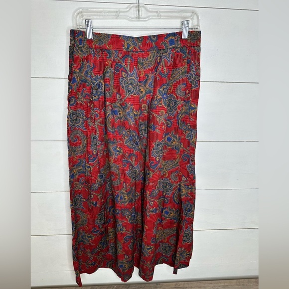 Vintage Worthington Tall Paisley Red Rayon Skirt Made in USA Women's - Size 14T - Picture 6 of 6